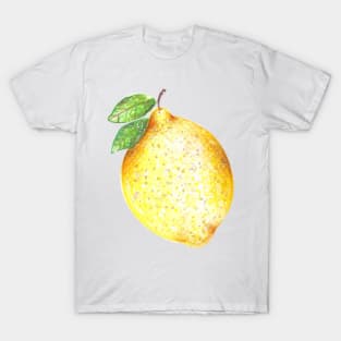 Watercolor Lemon Pattern on White T-Shirt